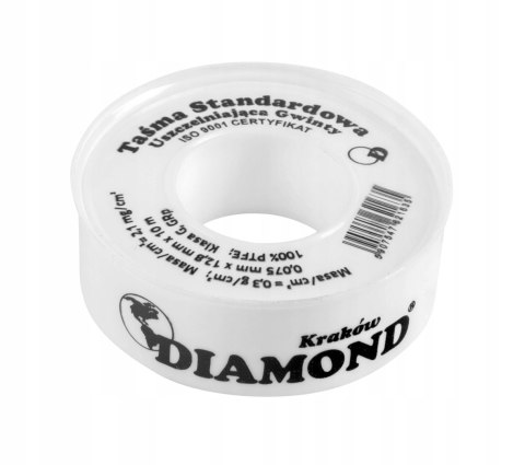DIAMOND TAŚMA TEFLONOWA USZCZELNIAJĄCA MOCNA TEFLON DO GWINTÓW 12mm x 10m