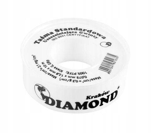 DIAMOND TAŚMA TEFLONOWA USZCZELNIAJĄCA MOCNA TEFLON DO GWINTÓW 12mm x 10m