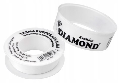 DIAMOND TAŚMA TEFLONOWA USZCZELNIAJĄCA MOCNA TEFLON DO GWINTÓW 12mm x 10m